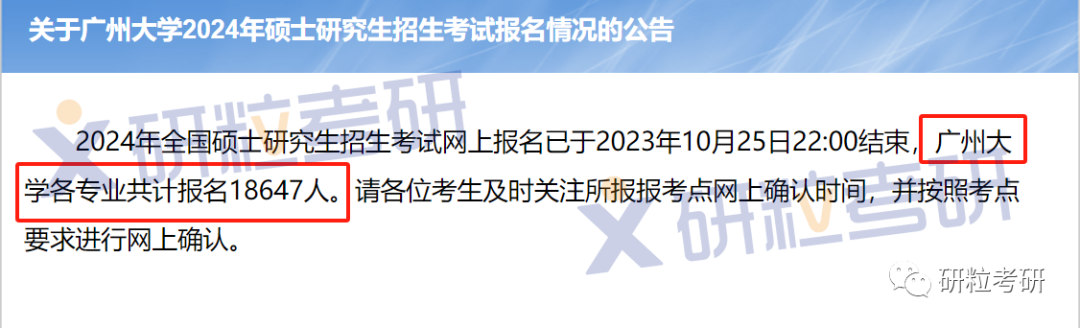 研粒考研高校公布24考研报名情况