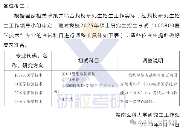 赣南医科大学25考研复试调整