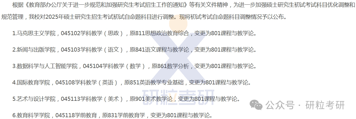 25考研吉林工程技术师范学院考试科目调整