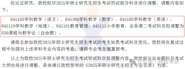 25考研济南大学考试科目调整