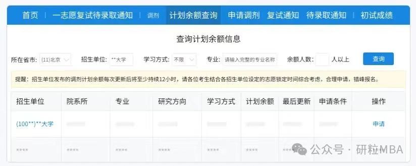 研招网调剂系统