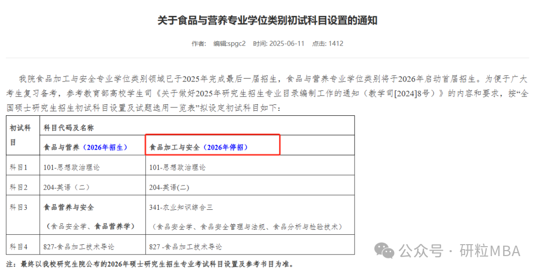 26考研武汉轻工业大学停招专业
